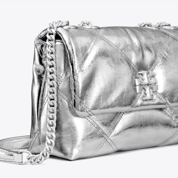 TORY BURCH Small Kira Diamond Quilt Metallic Leather Convertible Shoulder Bag - Picture 13 of 14